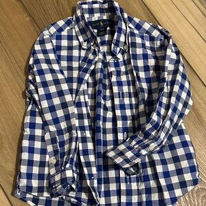 Ralph Lauren Navy and White Plaid Men's Shirt